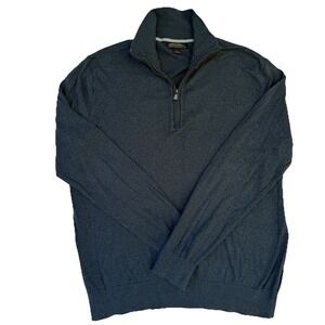 Banana Republic Blue Gray Pima Cashmere Blend Quarter Zip Knit Sweater Large